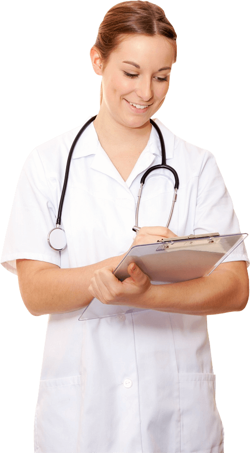 nurse holding a clipboard